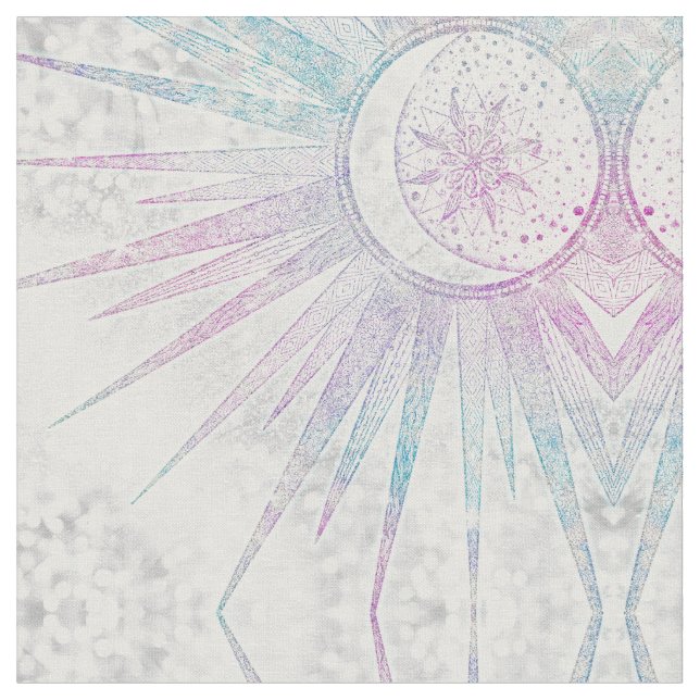 Tecido Design de prata Elegante Iridescente Sun Moon Mand (Detalhe)