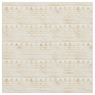 Tecido Design de rabiscar Tribal Dourado e Branco