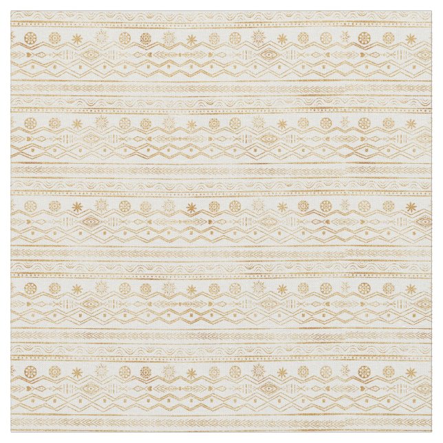 Tecido Design de rabiscar Tribal Dourado e Branco (Detalhe)