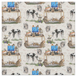 Tecido design de repetição de Gato e Cachorro