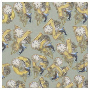 Tecido Design de repetição do alfabeto Steampunk