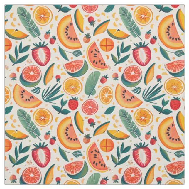 Tecido Design de Verão de Citros e Morango (Modelo)