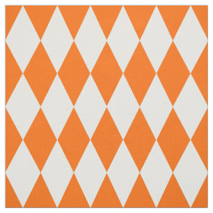 Tecido Design de Verificadores de Ouros Branco Laranja