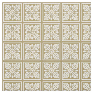 Tecido Design do azulejo da bolota e da folha da teca