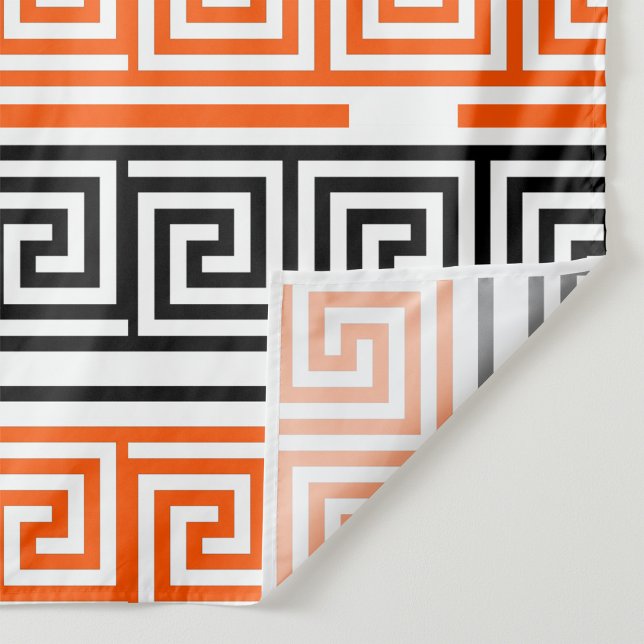 Tecido Design do Padrão de Frete Grego Preto Laranja (Criador carregado)