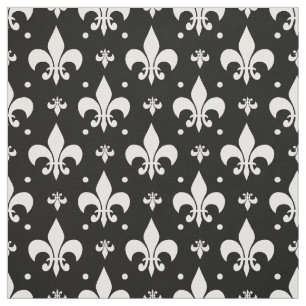 Tecido Design do padrão Fleur-de-lis preto