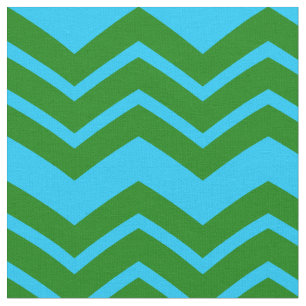 Tecido Design em Zigue-Zague Chevron Verde Azul