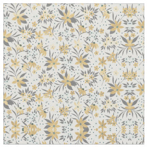 Tecido Design Floral de inverno Dourado
