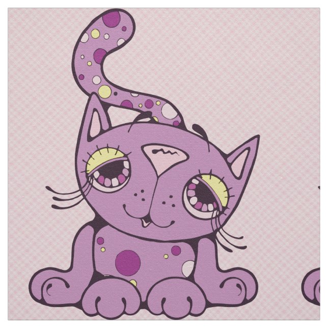 Tecido Design gráfico do teste padrão roxo do gato do (Modelo)