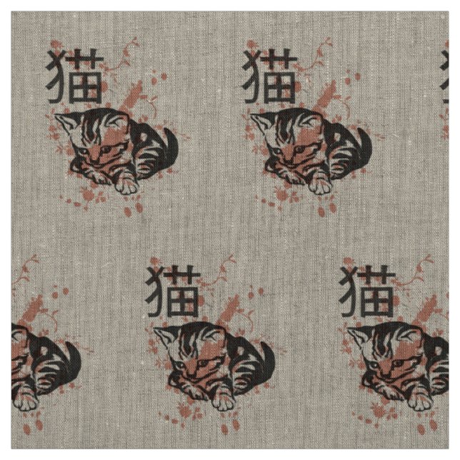 Tecido Design oriental bonito do gato do neko do estilo (Modelo)