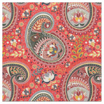 Tecido - Design Paisley Vermelho