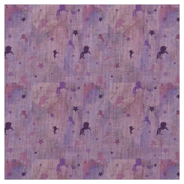 Tecido design- unicórnio rosa e roxo e estrela (Modelo)