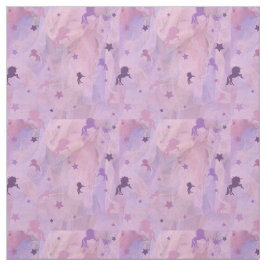 Tecido design- unicórnio rosa e roxo e estrela
