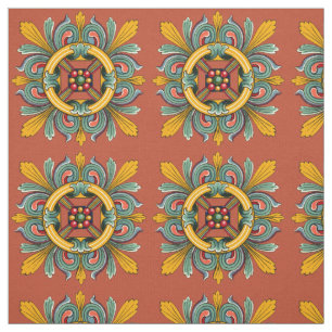 Tecido Design Vitoriano de Coral Escuro