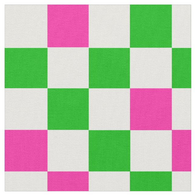 Tecido Design Xadrez Rosa Branco Verde  (Detalhe)