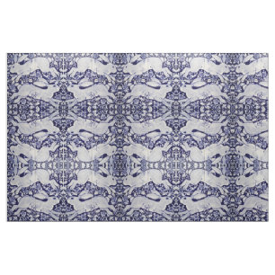 Tecido Designer do Azulejo Azul e Branco do Dedham