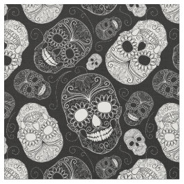 Tecido Dia da Arte Mosaica Morta Preta e Branca