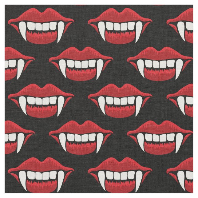 Tecido Dia de as Bruxas engraçado de dentes de vampiro (Detalhe)