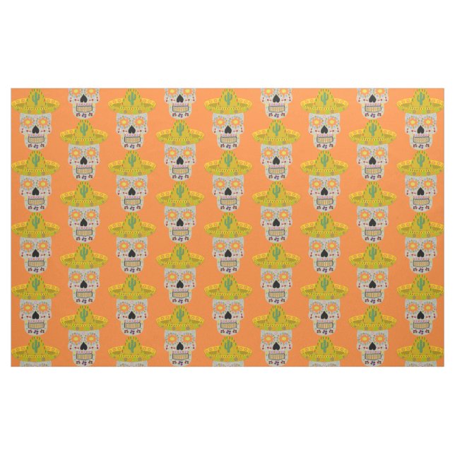 Tecido Dia Mexicano do Crânio Morto (Fat Quarter)