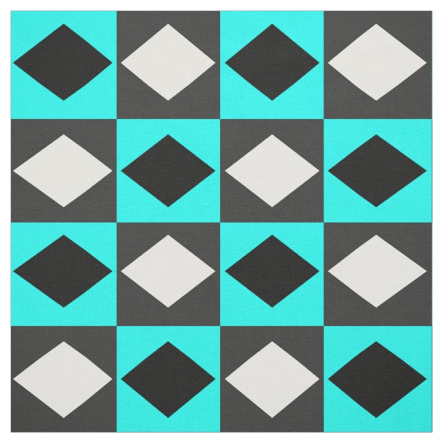 Tecido Diamante Rhombus Geométrico Azul Preto (Modelo)