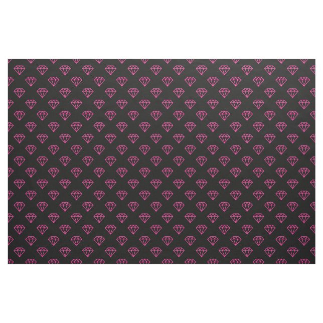 Tecido Diamante - Rosa Vibrante sobre Preto (Jarda)