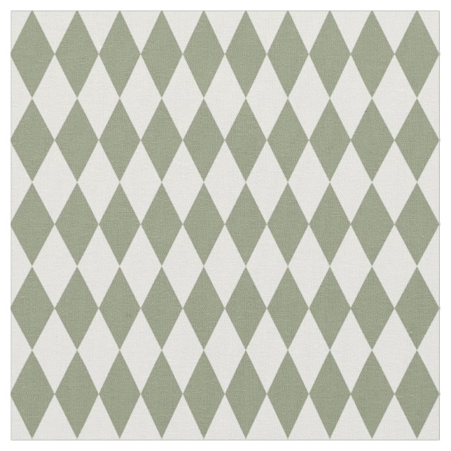 Tecido Diamantes Harlequin Branco e Verde Oliva (Detalhe)