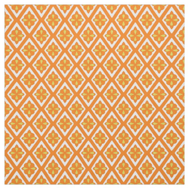 Tecido Diamantes medievais - laranja-mandarina e branco (Modelo)