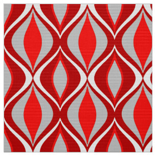Tecido Diamantes modernos, vermelho & cinzas/cinza do
