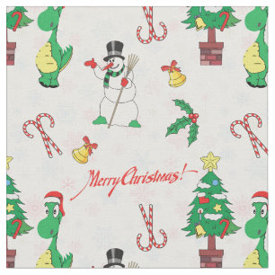 Tecido dinossauro de Natal e boneco de neve