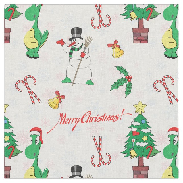 Tecido dinossauro de Natal e boneco de neve (Detalhe)