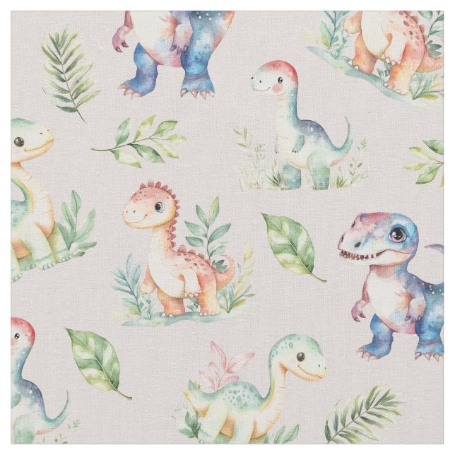 Tecido Dinossauros aquosos a rosa acinzentado (Detalhe)