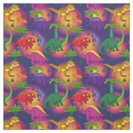 Tecido Dinossauros Bonitos Padrão Dinossauro Colorido