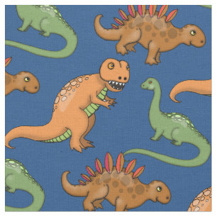 Tecido Dinossauros Bonitos Padrão Ilustrado