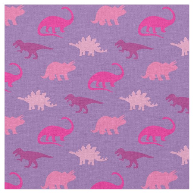Tecido Dinossauros Bonitos Silhuetas Rosa Meninas Rosa (Detalhe)