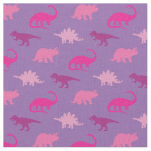 Tecido Dinossauros Bonitos Silhuettes Rosa Meninas