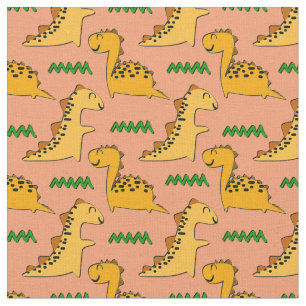 Tecido Dinossauros Brown com Grama Verde