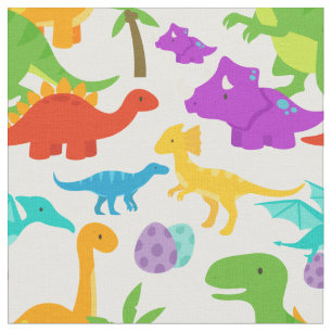 Tecido Dinossauros Cachorros Púrpura Verde Pré-Histórica