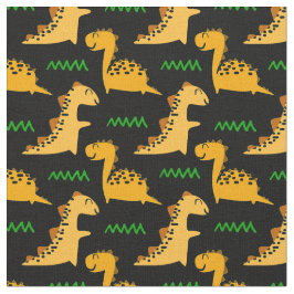 Tecido Dinossauros castanhos com verde em preto
