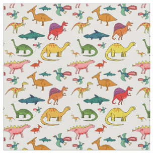 Tecido Dinossauros Coloridos Engraçados