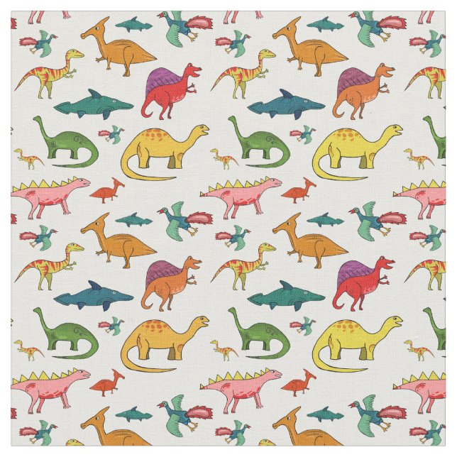Tecido Dinossauros Coloridos Engraçados (Detalhe)