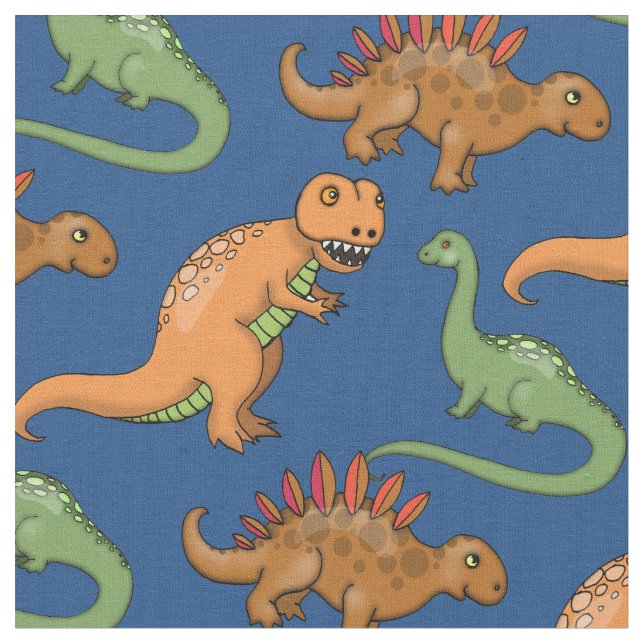 Tecido Dinossauros Fofos Padrão Ilustrado (Detalhe)