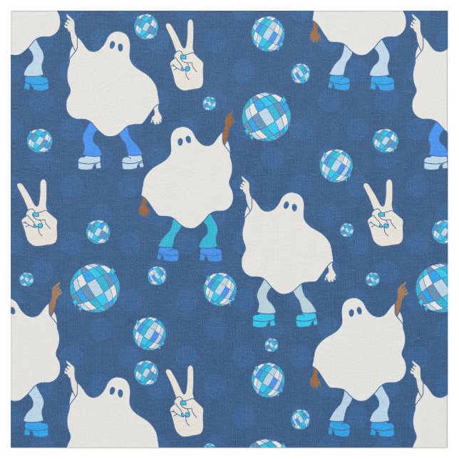 Tecido disco halloween africano fantasma azul (Detalhe)