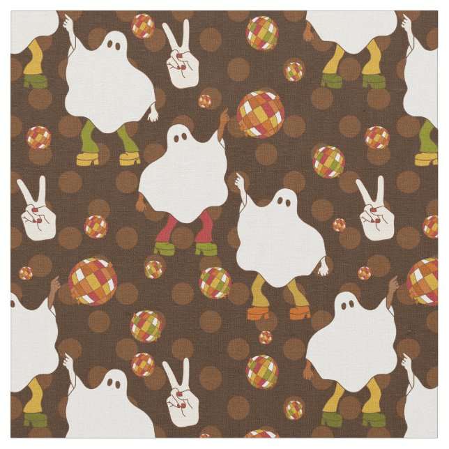 Tecido disco halloween africano fantasma castanho (Detalhe)