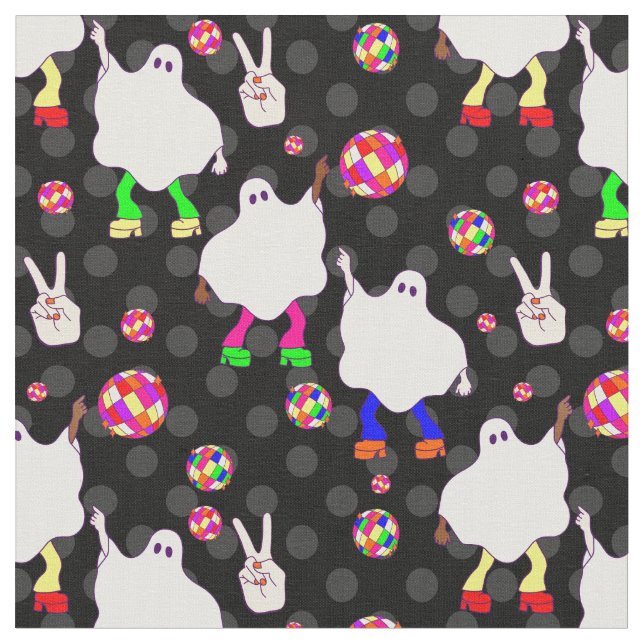 Tecido disco halloween africano fantasma preto (Detalhe)