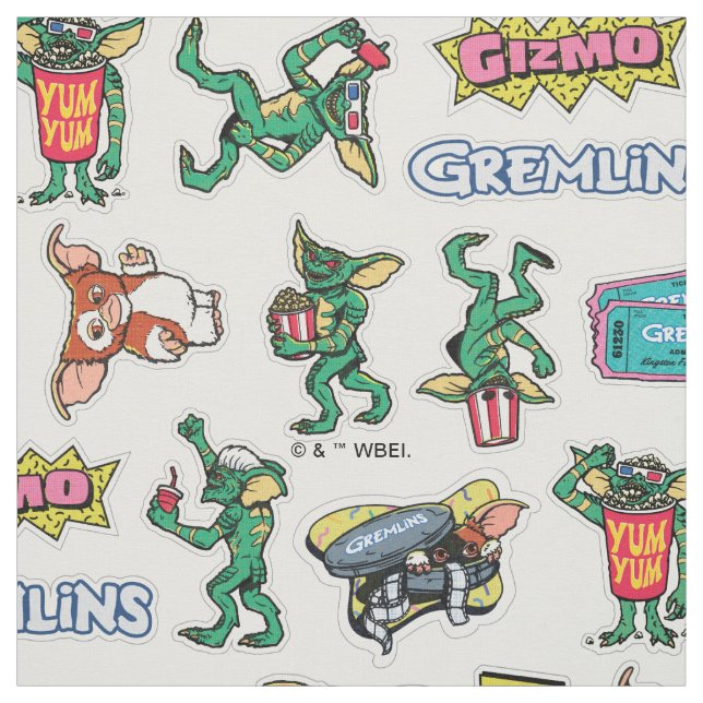 Tecido Diversão com Adesivos Gremlins™ Padrão (Modelo)