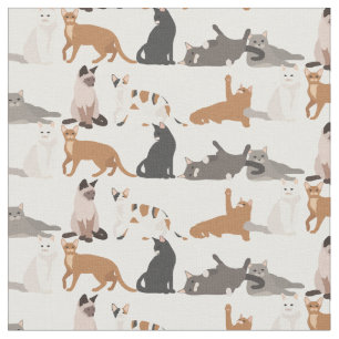 Tecido Diversão Muitos Gatos Padrão Animal