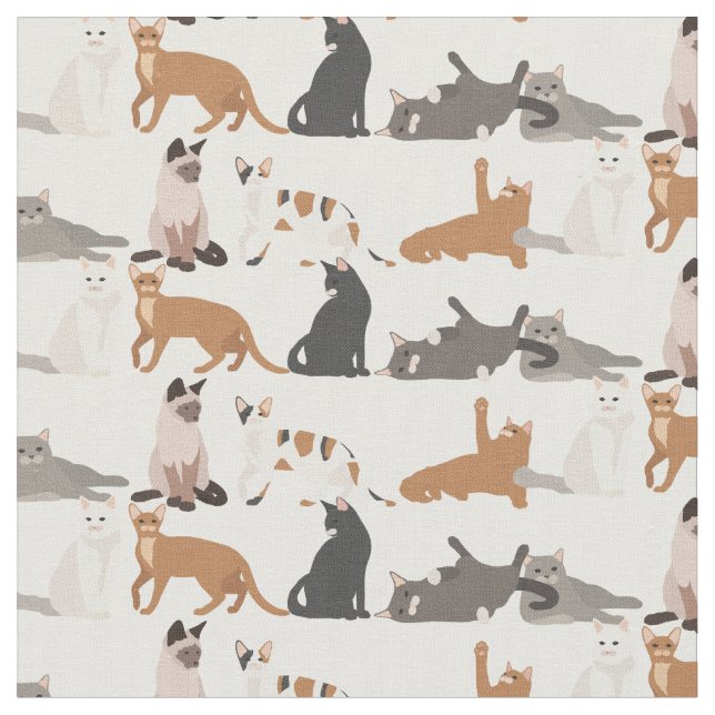 Tecido Diversão Muitos Gatos Padrão Animal (Detalhe)
