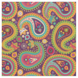 Tecido Diversos Florais Boho Paisley Colorido