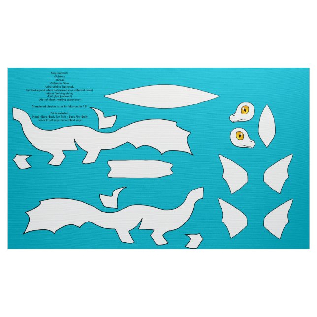 Tecido DIY cortou e Sew o dragão Plushie de Koi - platina (Jarda)