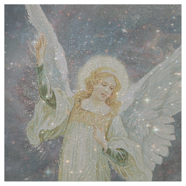 Tecido do anjo-da-guarda com estrelas do brilho (Detalhe)